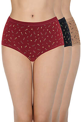 AMANTE Print High Rise Full Brief Panties (Pack of 3) (Prints May Vary) 53101 PRINT ASSORTED S