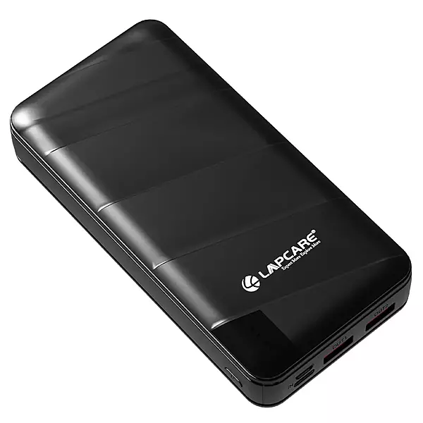 High‑capacity 20,000 mAh Lapcare Blaze Pro LPB‑018 with 22.5 W fast charging, 4‑port output (USB‑A, Type‑C, Micro‑USB), LED indicator & smart safety