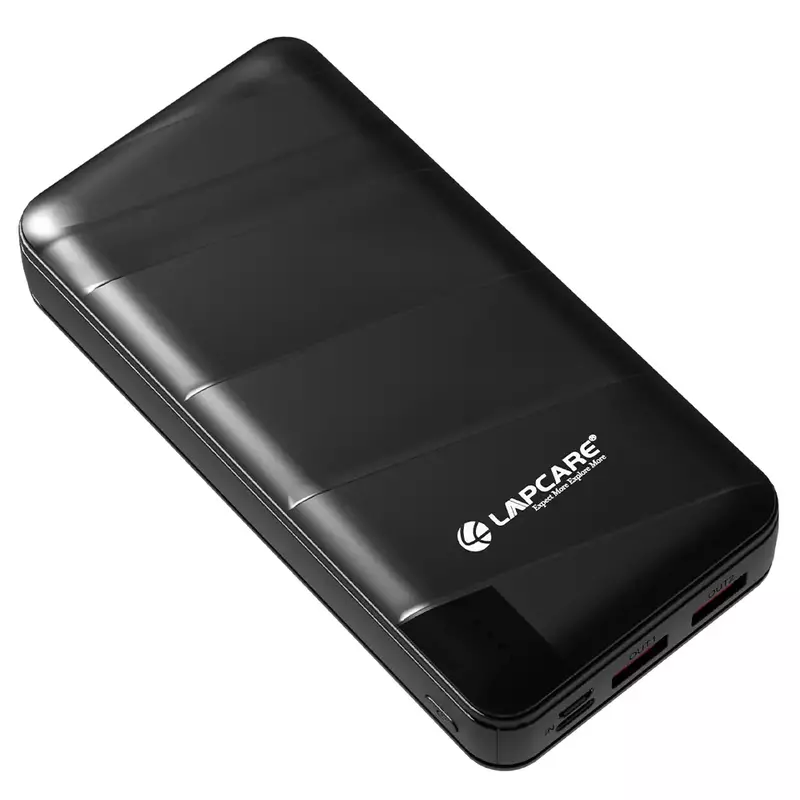 High‑capacity 20,000 mAh Lapcare Blaze Pro LPB‑018 with 22.5 W fast charging, 4‑port output (USB‑A, Type‑C, Micro‑USB), LED indicator & smart safety