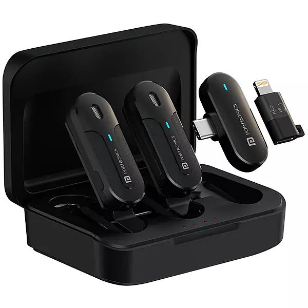 Vlogmate 2 Dual Wireless Microphone – Type-C & 8-Pin Receiver | Noise Cancellation | Charging Case