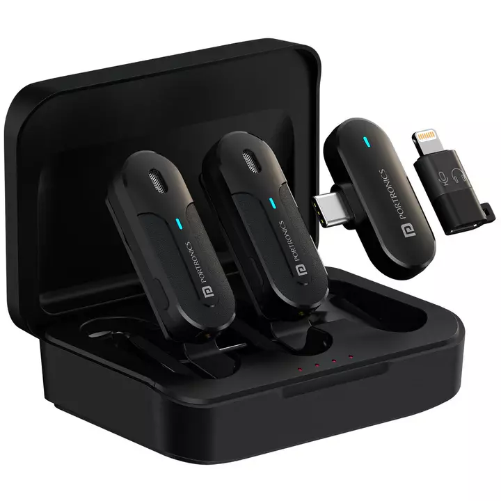 Vlogmate 2 Dual Wireless Microphone – Type-C & 8-Pin Receiver | Noise Cancellation | Charging Case