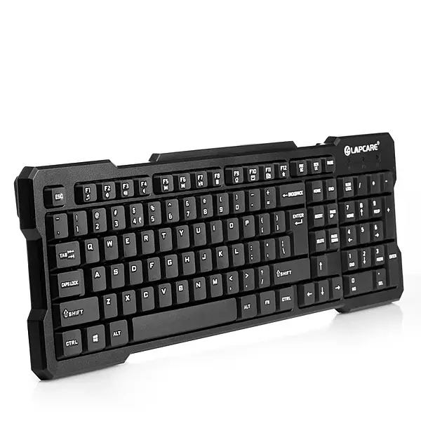 Lapcare Magma LKB‑399 wired USB keyboard: 103 keys with multimedia shortcuts, anti-fade legends, plug‑and‑play, 1.5 m cable & 5 M keystroke life.
