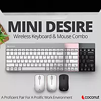 Coconut Mini Desire WK29 Wireless Combo (Black Keys, Grey Border, Compact Design, Ergonomic Feel,Long Battery Life, 1 Year Warranty)