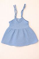 Crinkled Muslin Dori Frock (0-3months) - Peach & Powder Blue