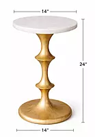 Icon Gold Leaf Accent Peg Table Marble Top