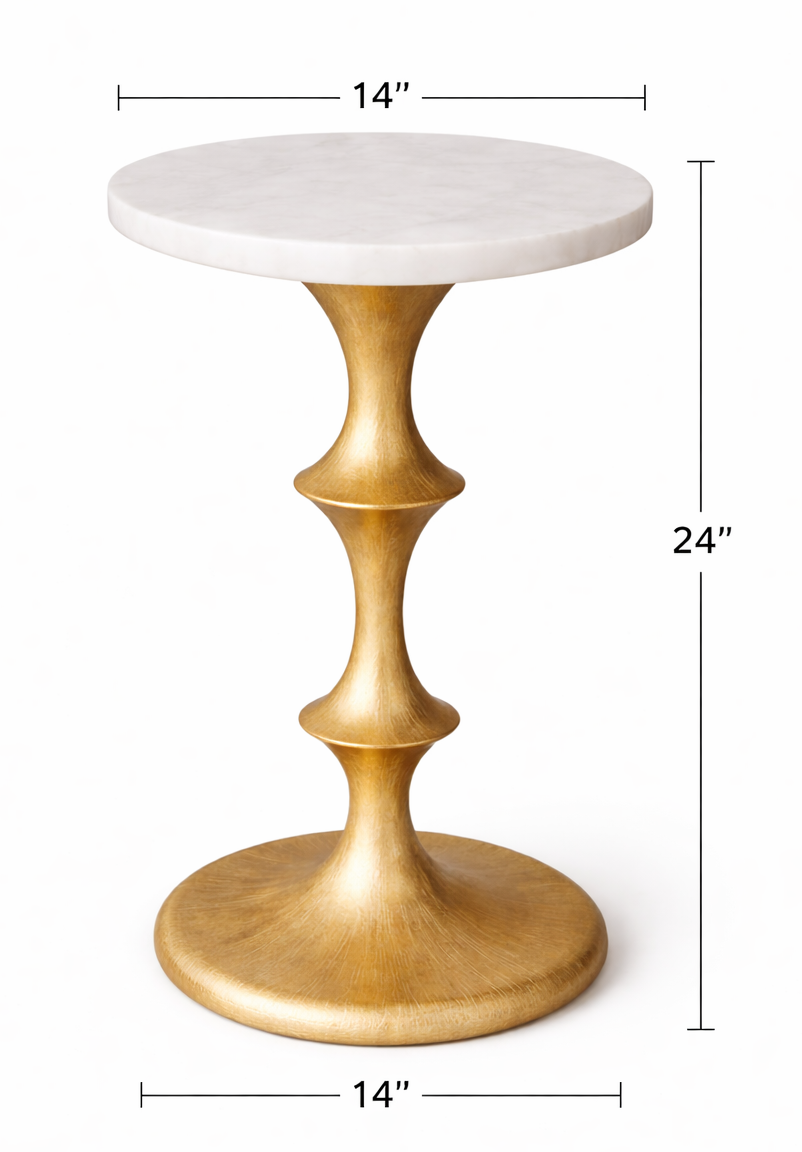 Icon Gold Leaf Accent Peg Table Marble Top
