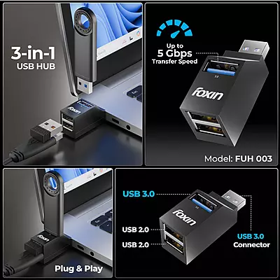 USB HUB FOXIN 3 PORT (USB 3.0X1, USB 2.0X2) FUH-003 USB HUB FOXIN 3 PORT (USB 3.0X1, USB 2.0X2) FUH-003
