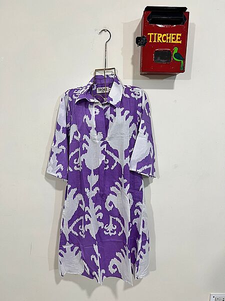 Rajni’s Easy Shirt Dress - Purple & White