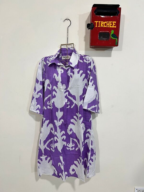 Rajni’s Easy Shirt Dress - Purple & White