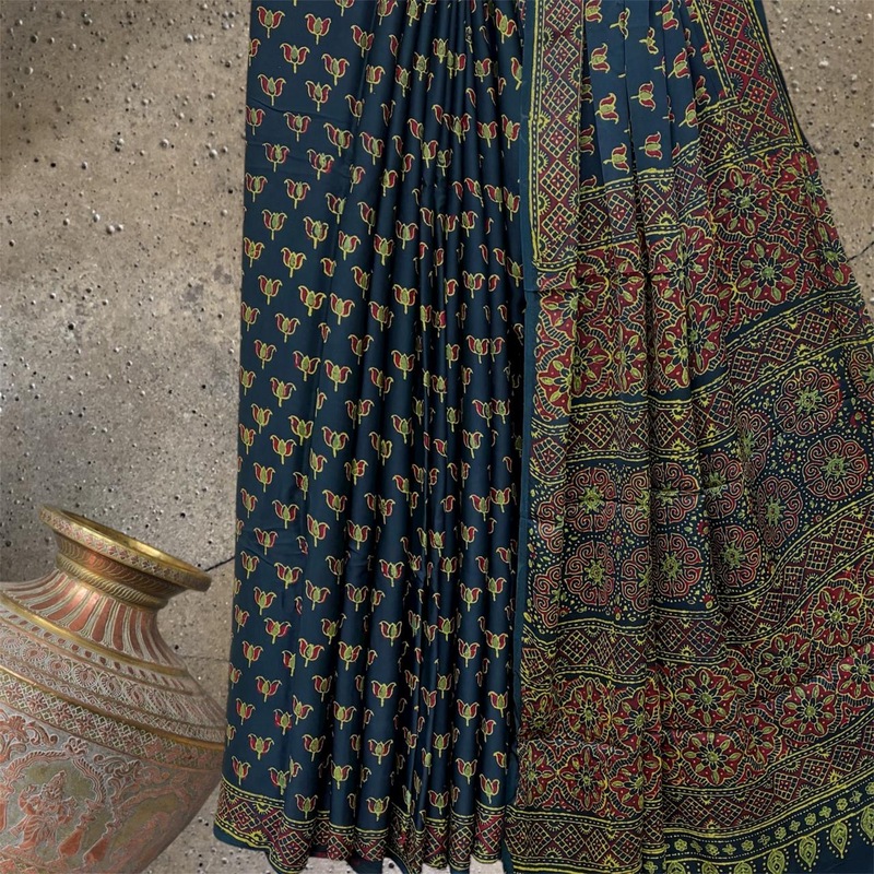 Block Print Modal Silk Saree #6