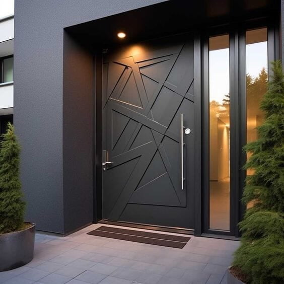 Contemporary 3D HDHMR Door with Deco Paint in Matte Black