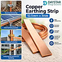 12.5mm x 3mm - Copper Earthing Strip (50 cm)