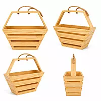 Wooden Rope Handle Basket