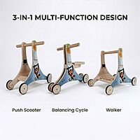 3-in-1 Wooden Baby Push Walker / Ride on Scooter / Balance Bike - Vanar