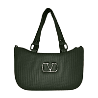 Elegant dark green handbag with textured finish