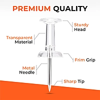 Pack of 100 Janrax Clear Transparent Push Pins