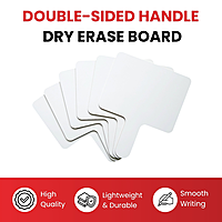 Pack of 6 Square Plain White MDF Double Sided Dry Erase Handheld Answer Paddles - Mini Whiteboard