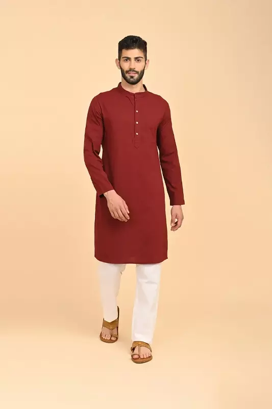 Men's Long Kurta - Maroon