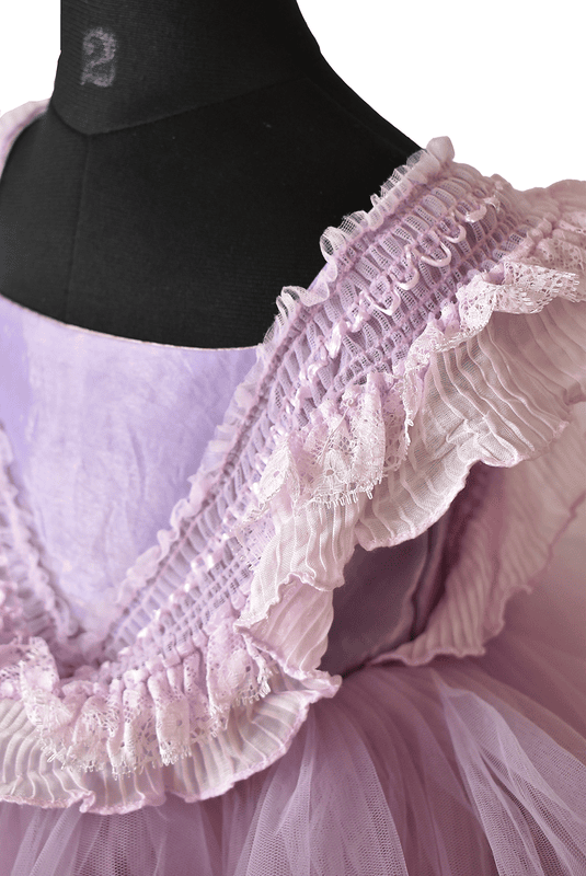 Lavender Ruffle Lace Party Dress