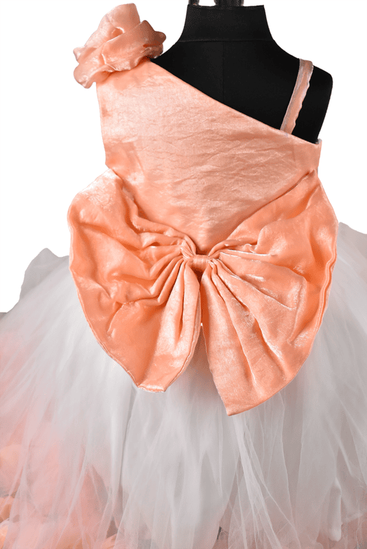 Peach White One Shoulder Tulle Dress