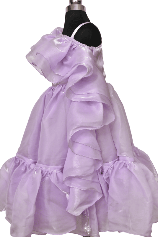 Lavender One Shoulder Organza Dress