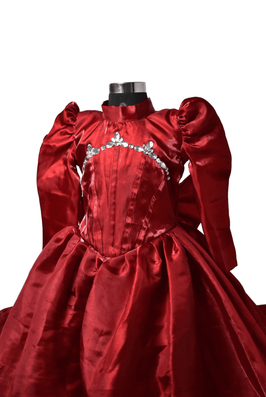 Royal Crimson Satin Princess Gown