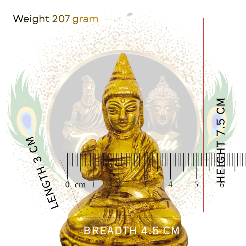 Pure Solid Brass Buddha Idol Small for Table Decor & Meditation | Hand Crafted by Tamil Nadu Artisans, 207 Gram