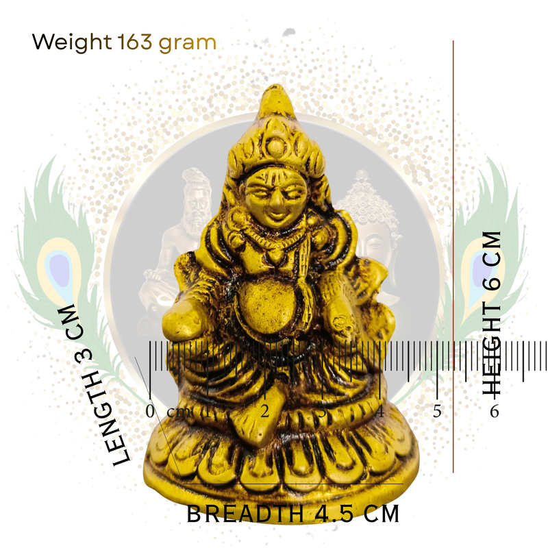 Pure Solid Brass Lord Kuber Idol for Wealth & Prosperity Pooja | Hand Crafted by Tamil Nadu Artisans, 163 Gram