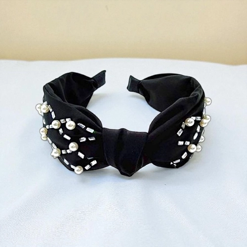 Elegant Pearl & Rhinestone Turban Knot Headband