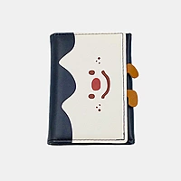 Cute Black Trifold Cartoon Wallet with ID Window & Charms