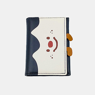 Cute Black Trifold Cartoon Wallet with ID Window & Charms