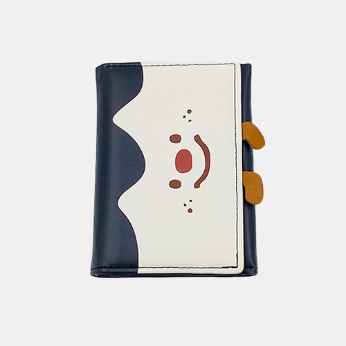 Cute Black Trifold Cartoon Wallet with ID Window & Charms