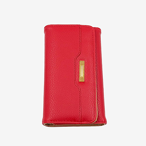 Women's Red Tri-Fold Faux Leather Clutch & Card Organizer