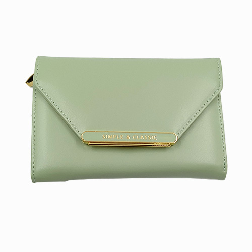 Sage Green Tri-fold Wallet - Slim Vegan Leather Card Holder