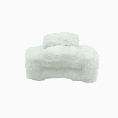 Plush Faux Fur Hair Claw Clip - Vibrant White Hair Clamp