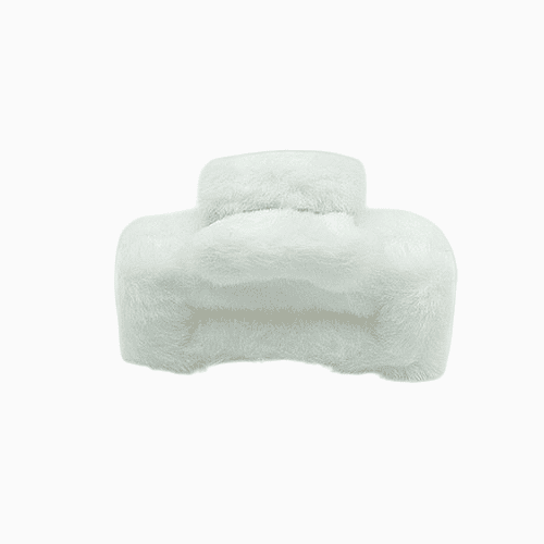 Plush Faux Fur Hair Claw Clip - Vibrant White Hair Clamp
