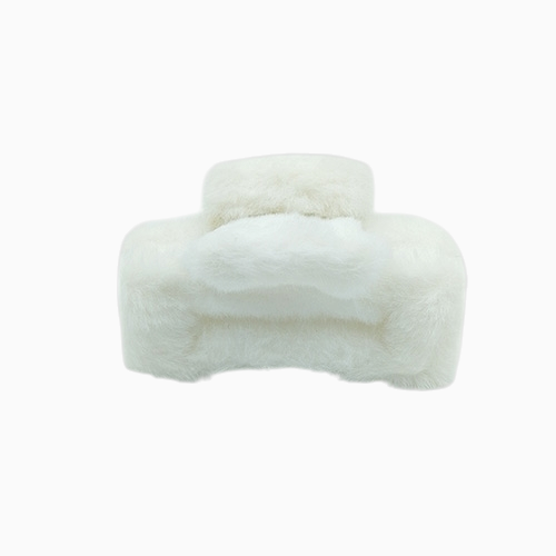 Plush Faux Fur Hair Claw Clip - Vibrant White Hair Clamp