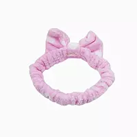 Pastel Pink Plush Polka Dot Spa Headband | Soft Makeup & Skincare Band