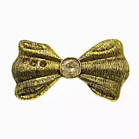 Vintage Crystal Bow Barrette - Gold Hair Clip