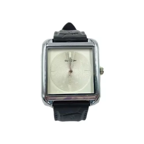 Minimalist Unisex Black Analog Faux Leather Strap Watch