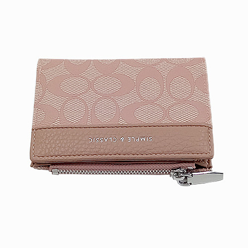 Chic Monogram Bi-Fold Wallet with Zippered Coin Pocket