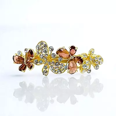 Sparkling Butterfly & Floral Crystal Hair Barrette