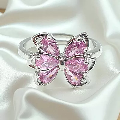 Elegant Butterfly Ring | Adjustable Silver-Plated Statement Jewelry