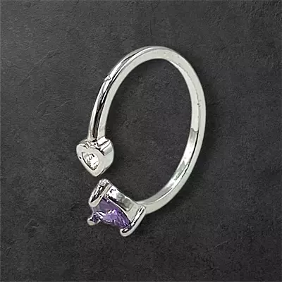 Heart Gemstone Adjustable Ring | Silver-Plated Statement Jewelry