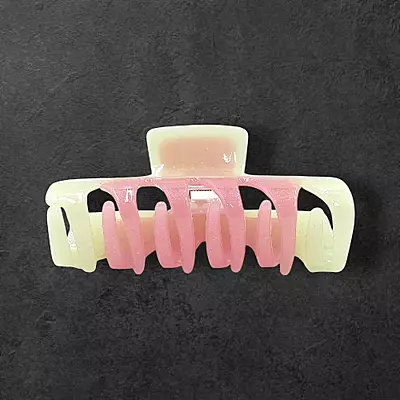 Pastel Yellow & Pink Swirl Claw Clip | Large Glitter Hair Clip for Thick Hair