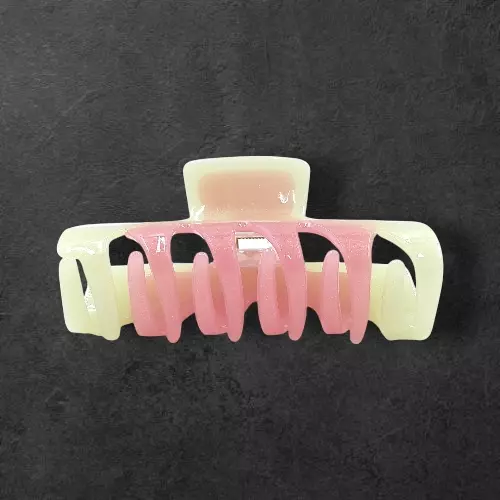 Pastel Yellow & Pink Swirl Claw Clip | Large Glitter Hair Clip for Thick Hair