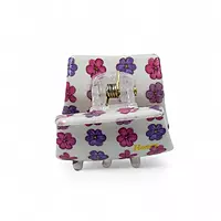 Retro Floral Mini Hair Claw Clip - White, Purple and Pink Acetate Jaw Clip