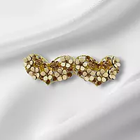 Double Heart Floral Rhinestone Hair Barrette Clip