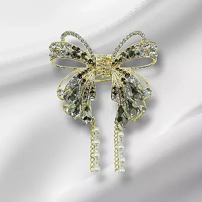 Rhinestone Butterfly Claw Clip with Dangle Chains