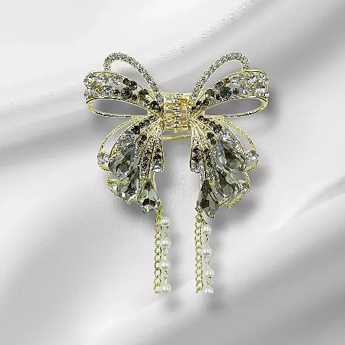 Rhinestone Butterfly Claw Clip with Dangle Chains